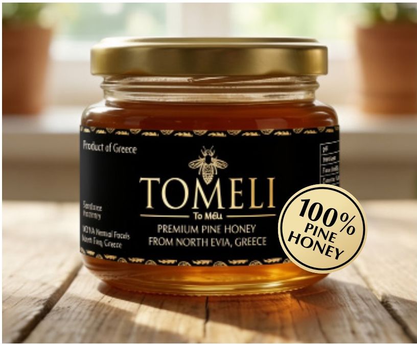 TOMELI 100% pine honey jar from North Evia, Greece